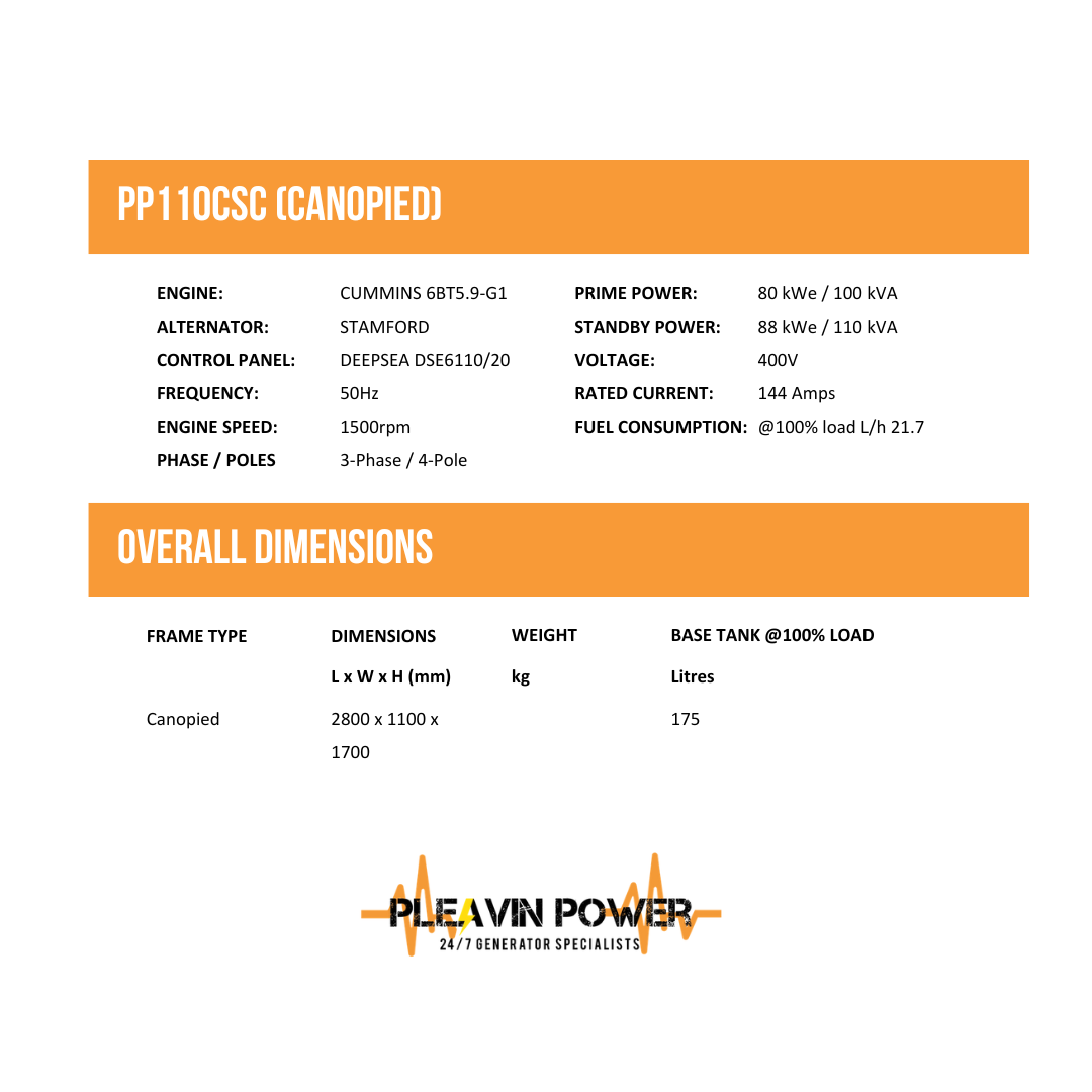 110 kVA Diesel Generator