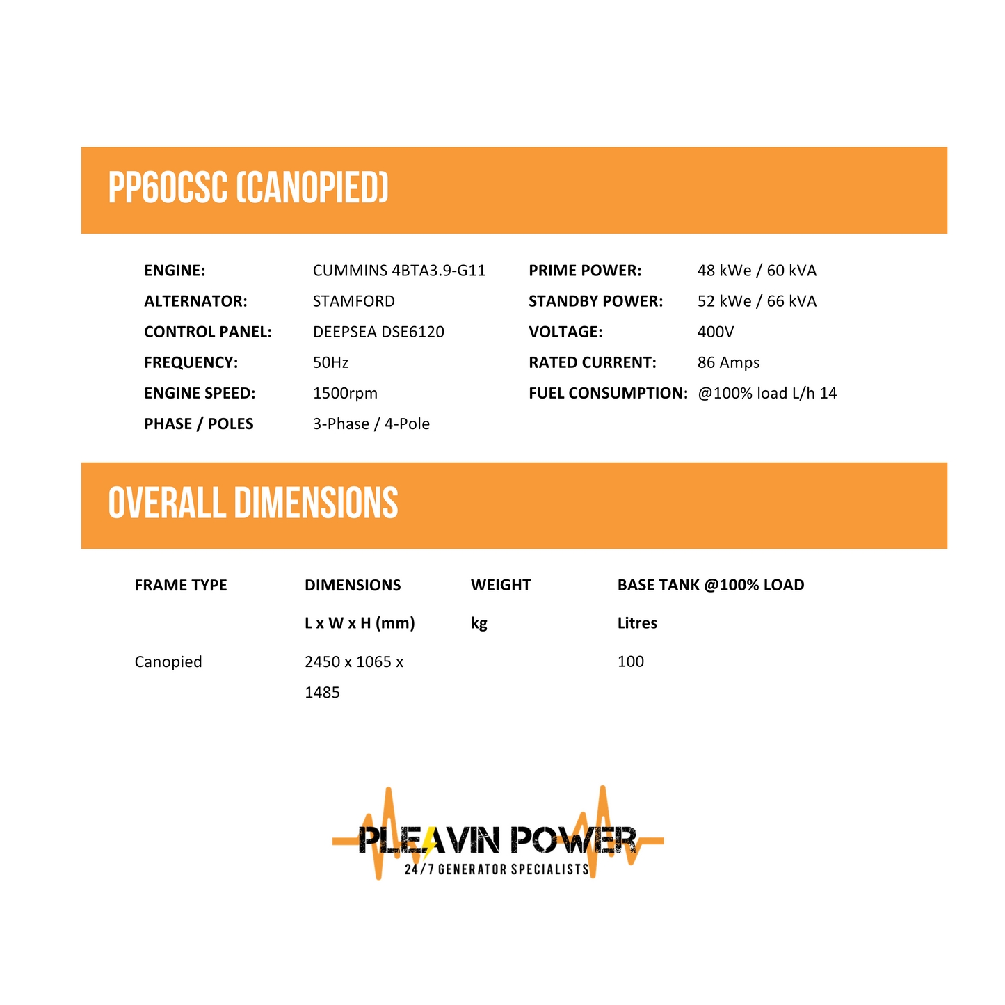 60 kVA Diesel Generator